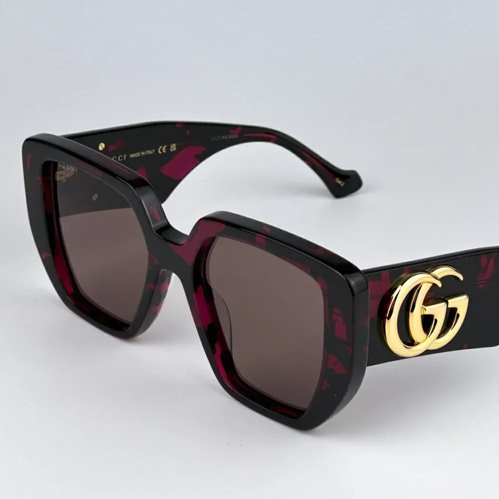 SALE! NEW Gucci GG0956S 008 Havana Violet Brown Cat Eye Unisex Sunglasses